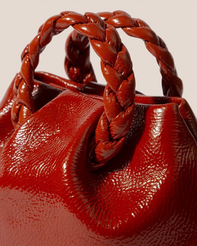 Sac Crossbody Hereu Bombon Crinkled Glossy Small Plaited-handle Cuir Femme Rouge | Paris-84CXSLIKW