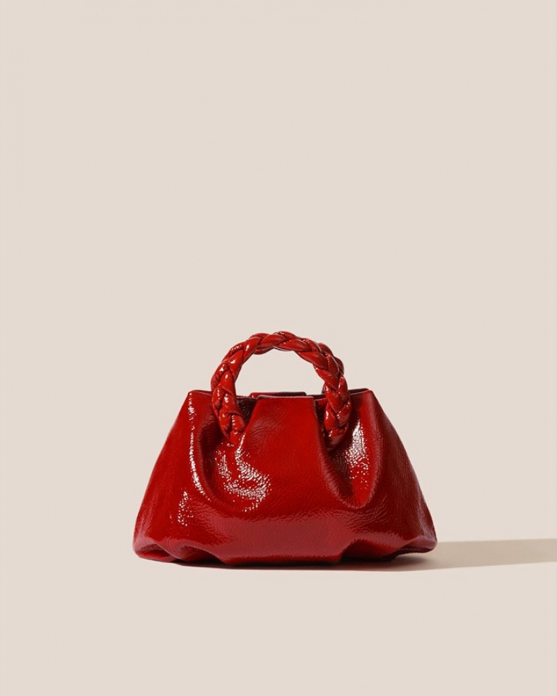 Sac Crossbody Hereu Bombon Crinkled Glossy Small Plaited-handle Cuir Femme Rouge | Paris-84CXSLIKW