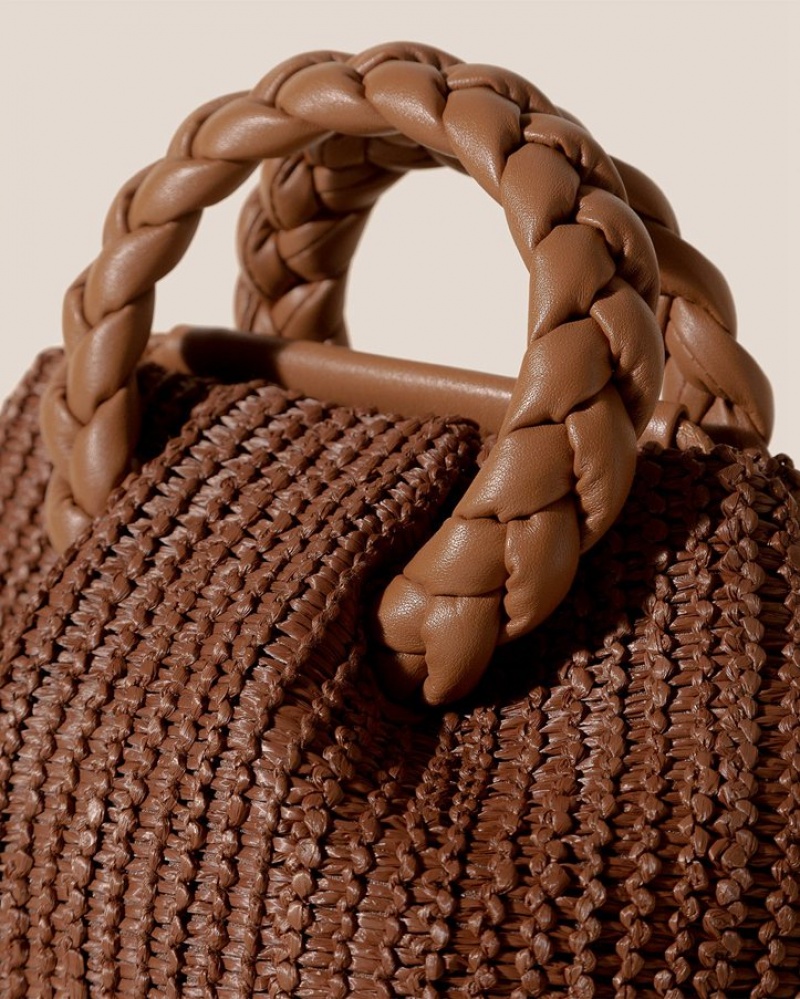 Sac Crossbody Hereu Bombon M Raffia Plaited-handle Raffia Femme Marron | Paris-52OWSJQAT