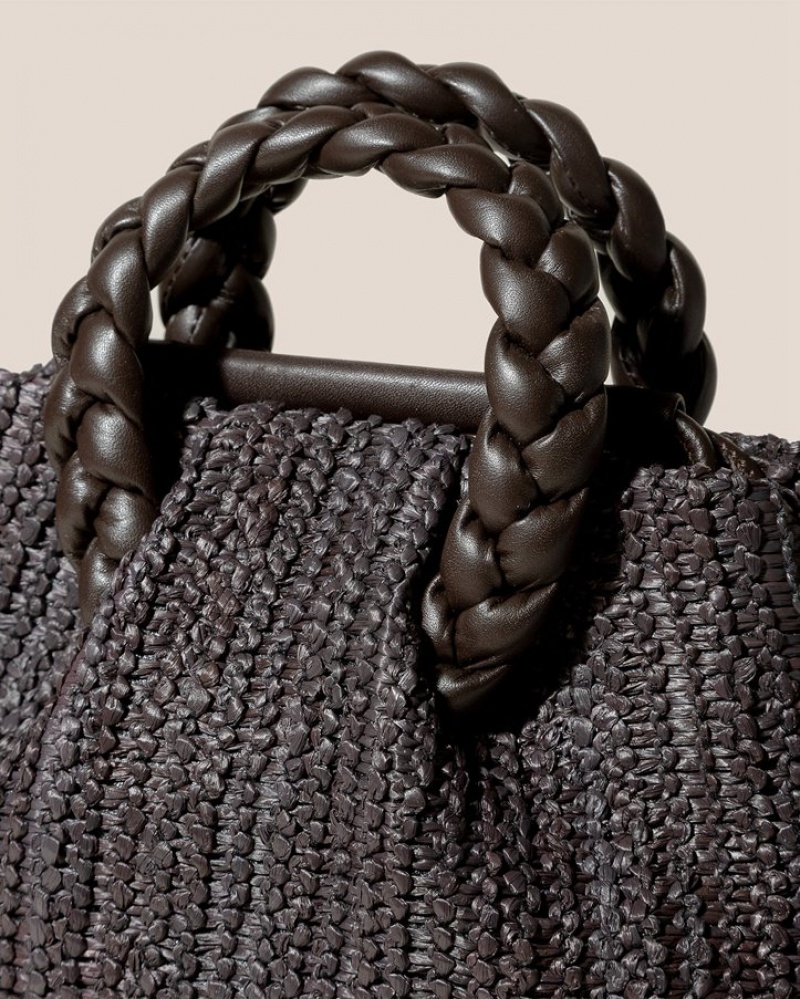 Sac Crossbody Hereu Bombon M Raffia Plaited-handle Raffia Femme Marron Foncé | Paris-41VZEGIPN