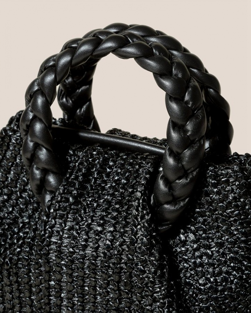 Sac Crossbody Hereu Bombon M Raffia Plaited-handle Raffia Femme Noir | Paris-56BUPCRWI