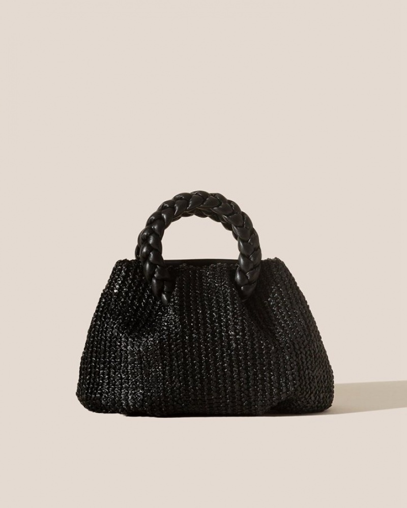 Sac Crossbody Hereu Bombon M Raffia Plaited-handle Raffia Femme Noir | Paris-56BUPCRWI