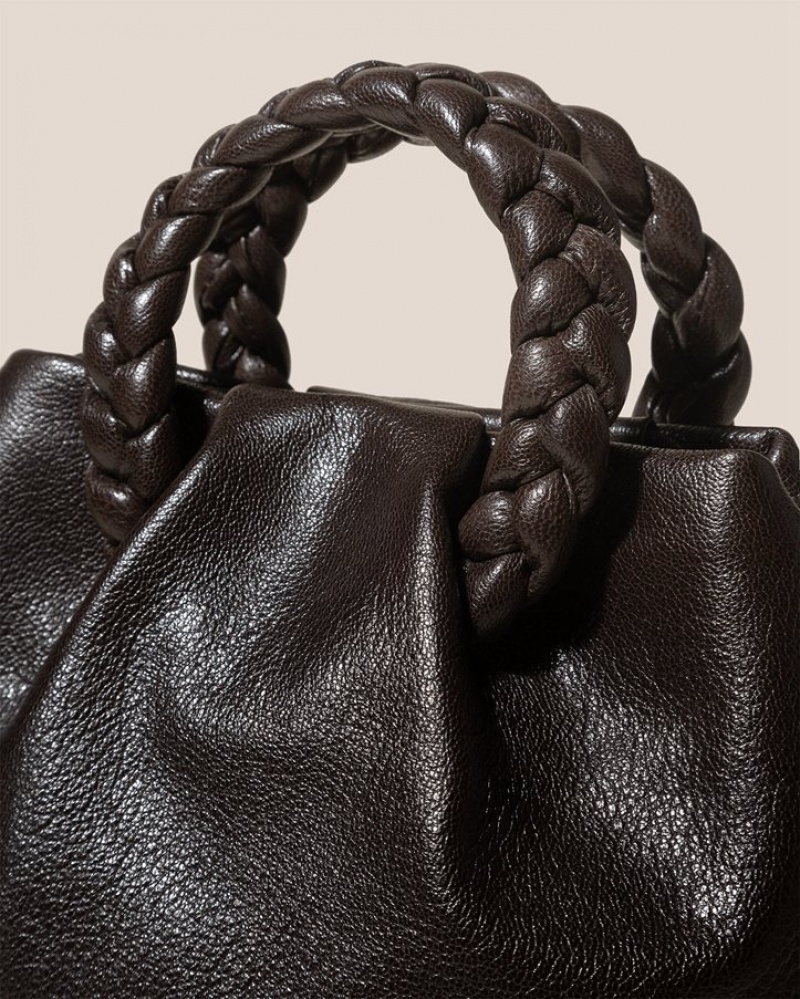 Sac Crossbody Hereu Bombon M Supple Shiny Plaited-handle Cuir Femme Chocolat | Paris-51OLEJCZX