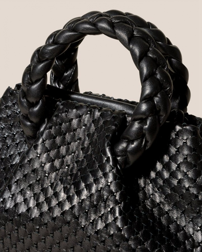 Sac Crossbody Hereu Bombon M Woven Plaited-handle Cuir Femme Noir | Paris-16WROQSAL