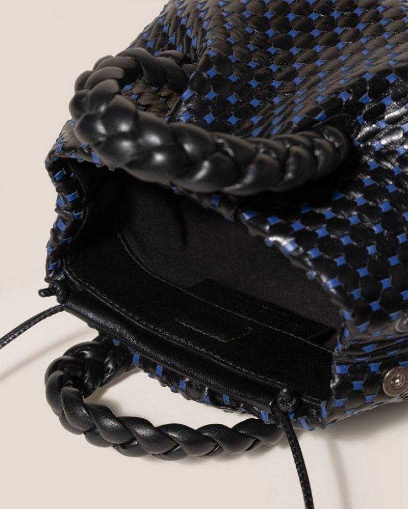 Sac Crossbody Hereu Bombon Woven Small Plaited-handle Cuir Femme Noir Bleu Marine | Paris-41IKEZMPX