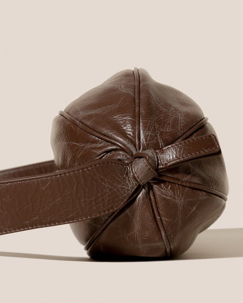 Sac Crossbody Hereu Boya L Distressed Ball-shaped Femme Chocolat | Paris-63QGJNOAC