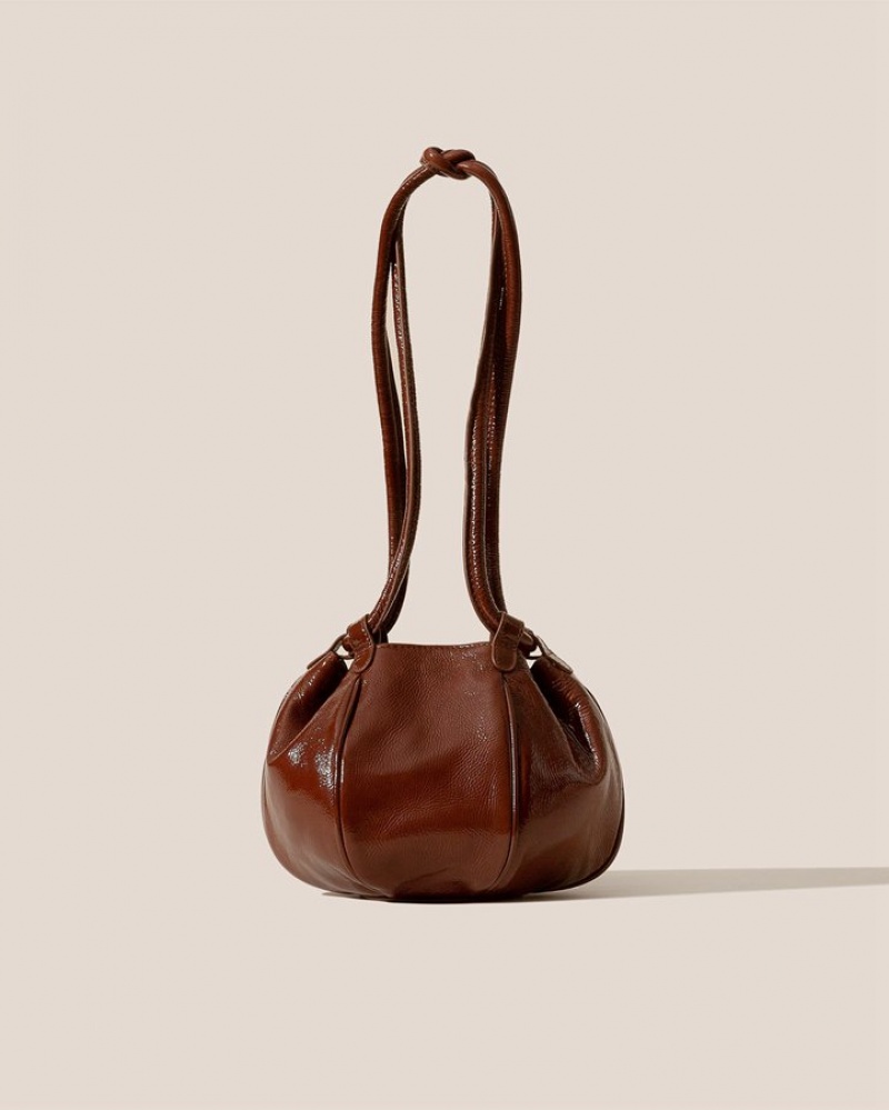 Sac Crossbody Hereu Globul Mini Crinkled Glossy Balloon-shaped Femme Chocolat | Paris-87CLSIBKP