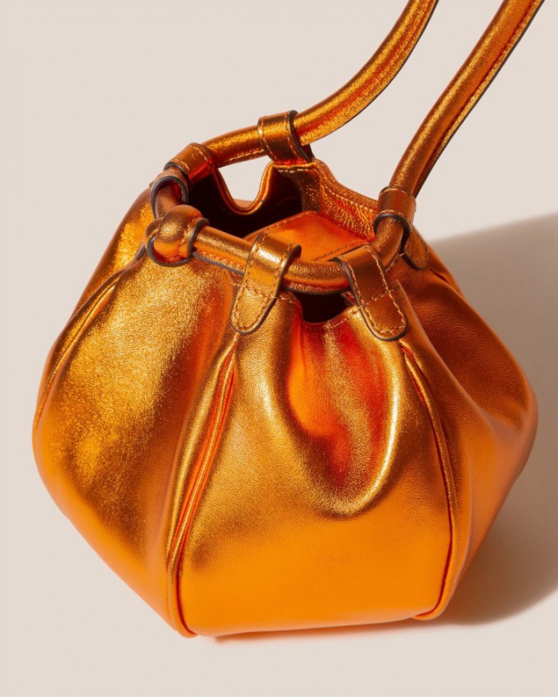 Sac Crossbody Hereu Globul Mini Metallic Balloon-shaped Femme Metal Orange | Paris-73PHNDURO