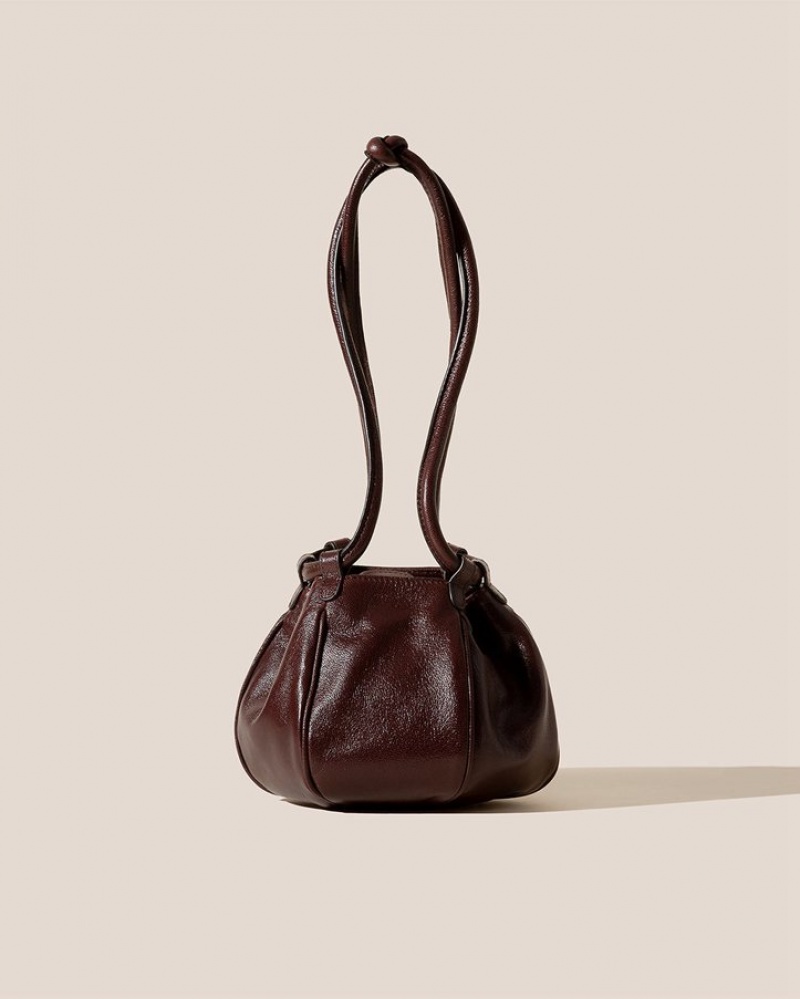 Sac Crossbody Hereu Globul Mini Supple Shiny Balloon-shaped Femme Chocolat | Paris-53KMNSYUB