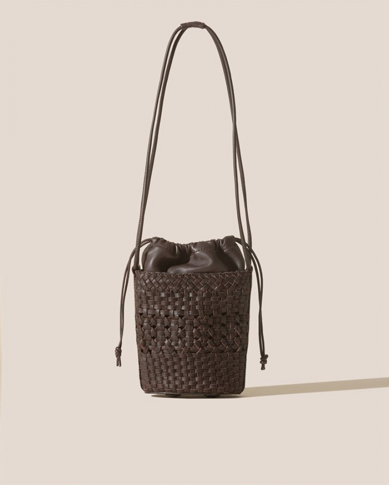 Sac Crossbody Hereu Palau Hand-braided Mini Bucket Femme Marron Foncé | Paris-81BQEXMTR