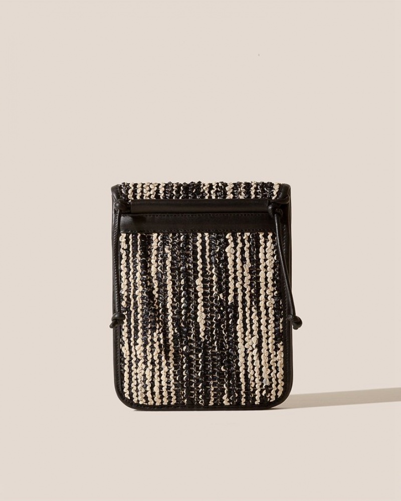 Sac Crossbody Hereu Terra Raffia Bicolour Square-flat Femme Noir Beige | Paris-84WJHBNOQ