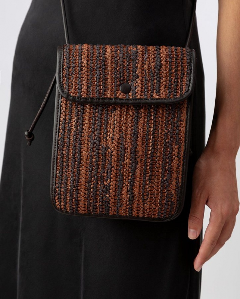 Sac Crossbody Hereu Terra Raffia Bicolour Square-flat Homme Marron Foncé Marron | Paris-21FOBAWSL