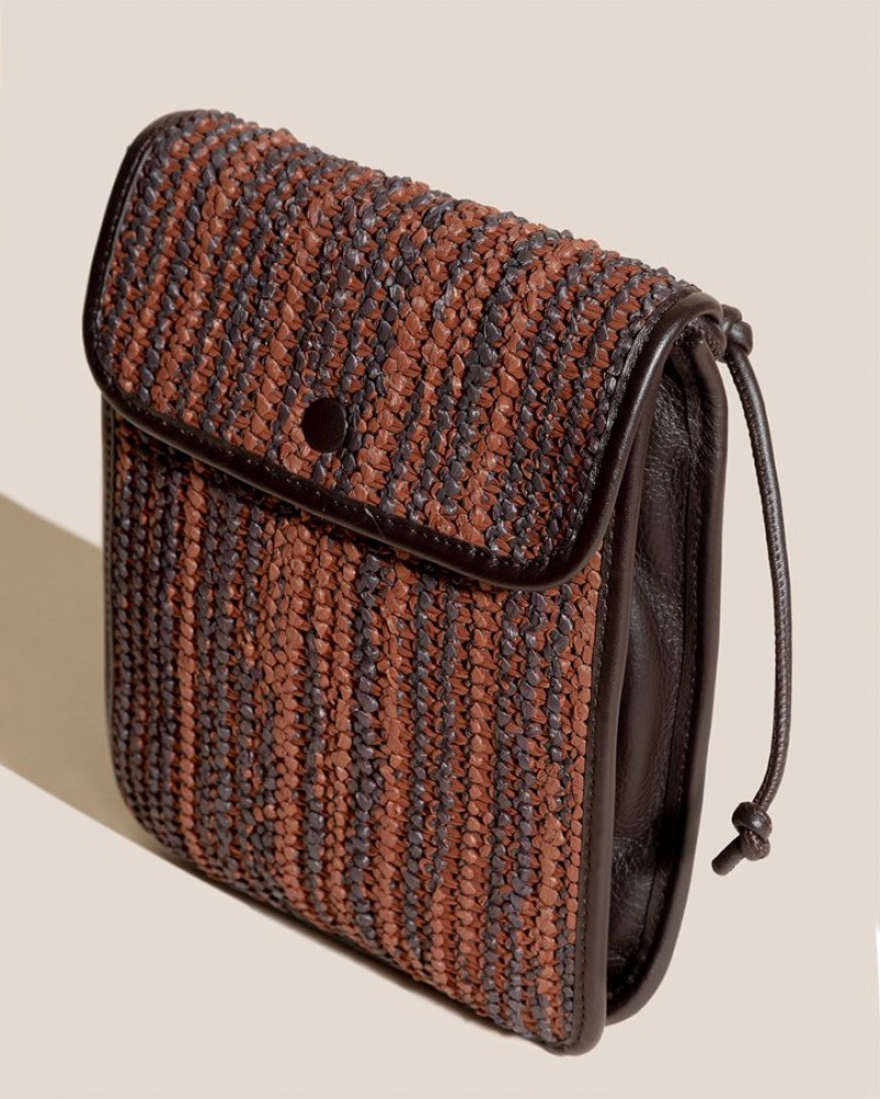 Sac Crossbody Hereu Terra Raffia Bicolour Square-flat Homme Marron Foncé Marron | Paris-21FOBAWSL