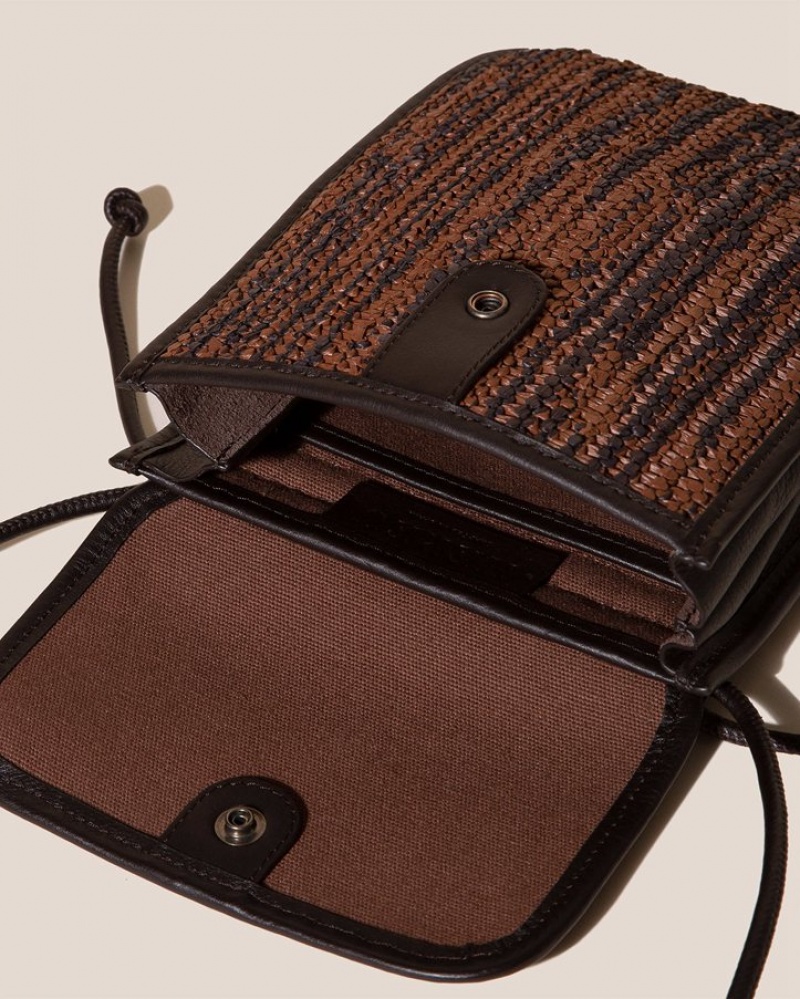 Sac Crossbody Hereu Terra Raffia Bicolour Square-flat Homme Marron Foncé Marron | Paris-21FOBAWSL