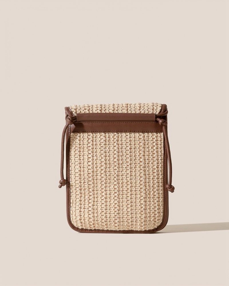 Sac Crossbody Hereu Terra Raffia Square-flat Femme Beige Marron | Paris-49NHXOKTD