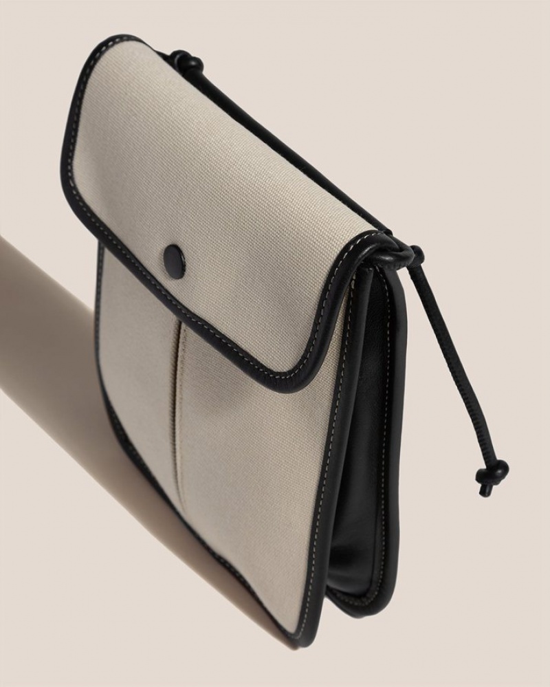 Sac Crossbody Hereu Terra Square-flat Femme Blanche Noir | Paris-12OIWJSGY