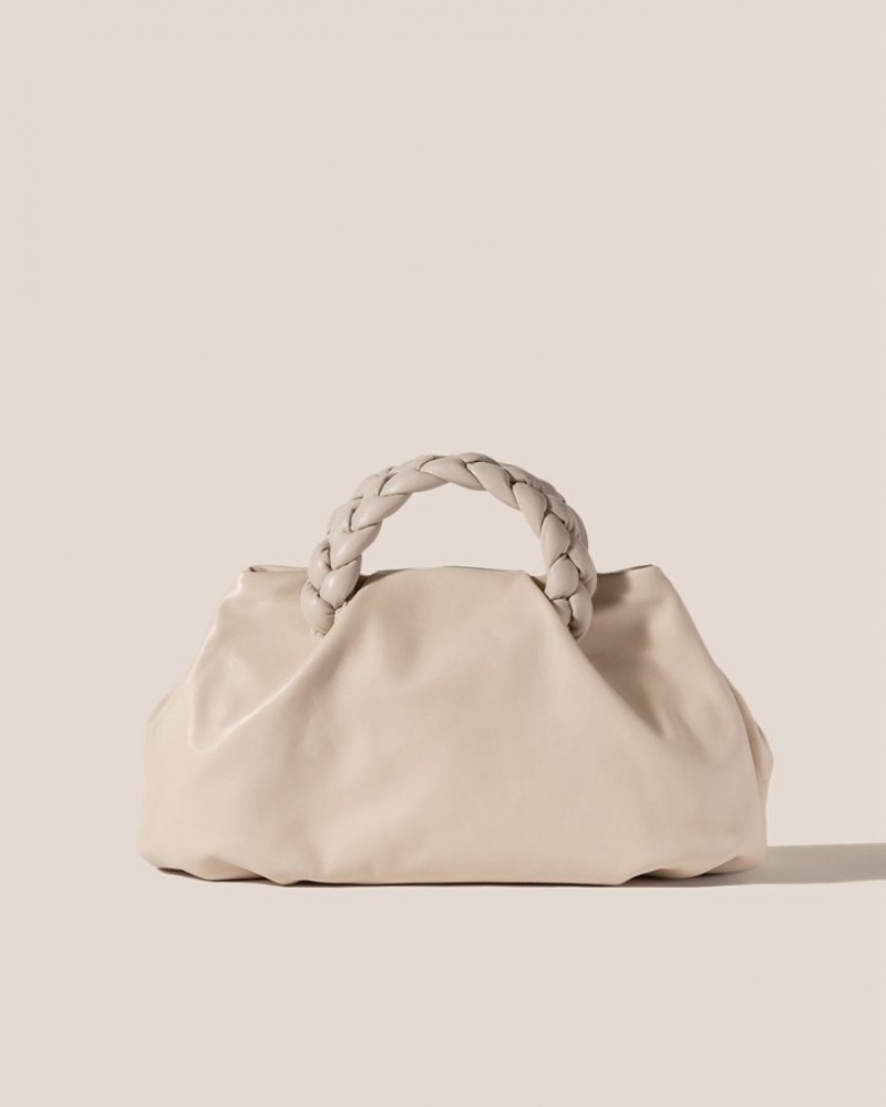 Sacs Fourre Tout Hereu Bombon L Plaited-handle Cuir Femme Blanche | Paris-58QPASZKM