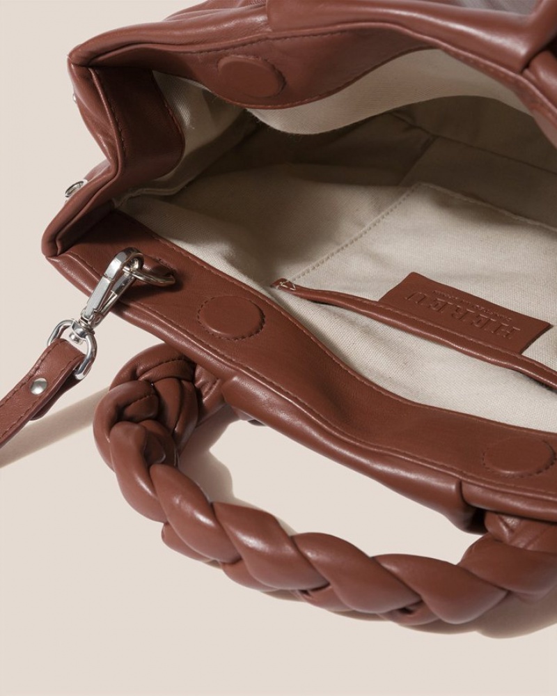 Sacs Fourre Tout Hereu Bombon L Plaited-handle Cuir Femme Marron | Paris-63MSIPYWT