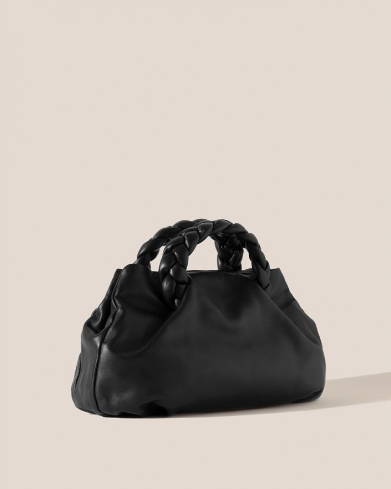 Sacs Fourre Tout Hereu Bombon L Plaited-handle Cuir Femme Noir | Paris-69KJOFRHB