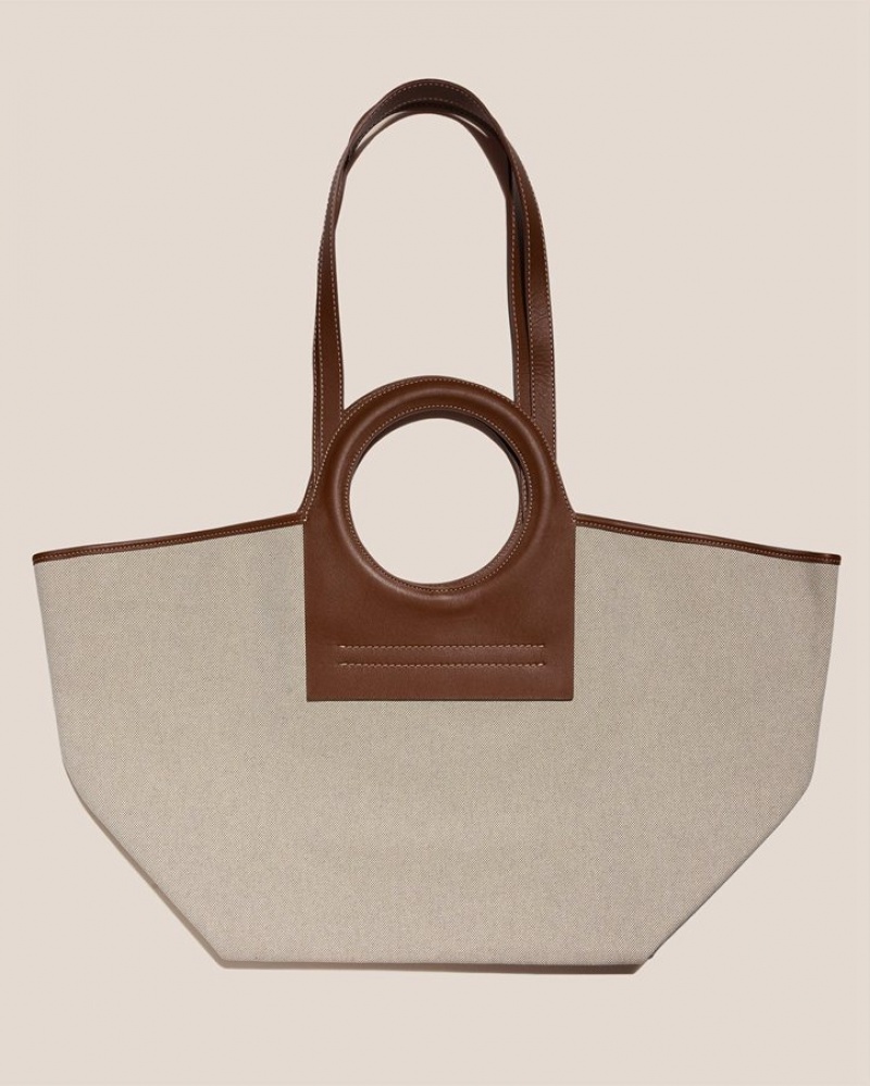 Sacs Fourre Tout Hereu Cala L Cuir-trimmed Tela Homme Beige Marron | Paris-54XCKOJQN