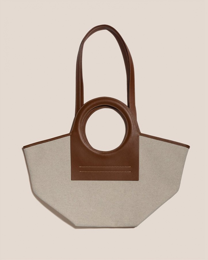 Sacs Fourre Tout Hereu Cala S Cuir-trimmed Tela Femme Beige Chocolat | Paris-97PMRVCEF