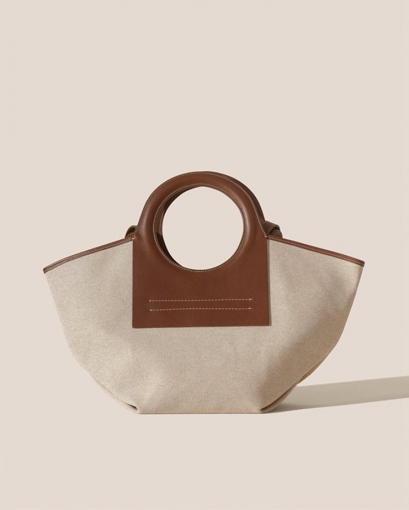 Sacs Fourre Tout Hereu Cala S Cuir-trimmed Tela Femme Beige Chocolat | Paris-97PMRVCEF