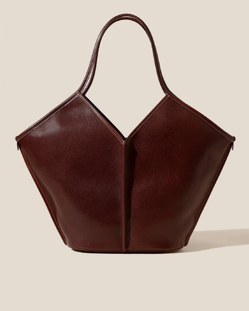 Sacs Fourre Tout Hereu Calella Cuir Cuir Femme Chocolat | Paris-57KYGMUJE