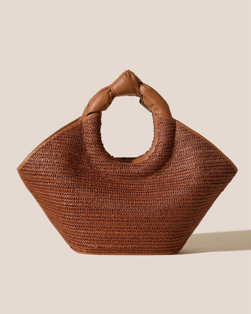 Sacs Fourre Tout Hereu Castell Raffia Knotted-handle Femme Marron | Paris-38NBJQPGW