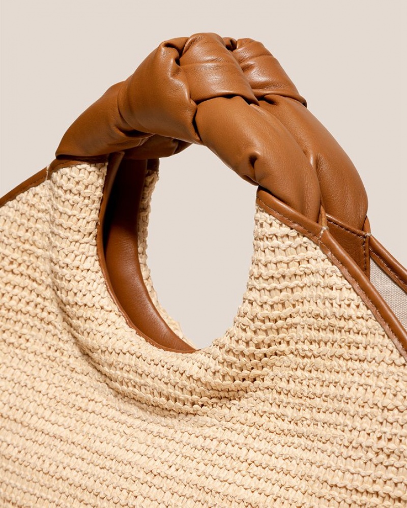 Sacs Fourre Tout Hereu Castell Raffia Knotted-handle Femme Beige Marron | Paris-53ZNHOBPV