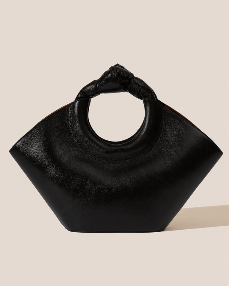 Sacs Fourre Tout Hereu Castell Tumbled Shiny Knotted-handle Cuir Femme Noir | Paris-07EFCDORQ