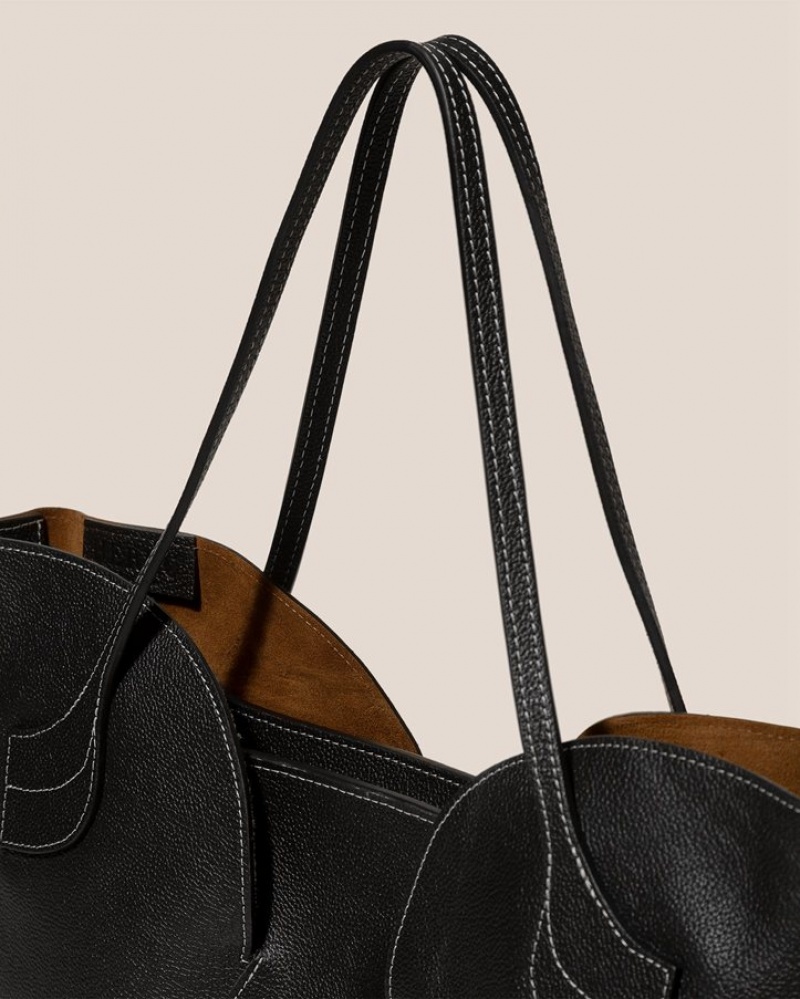 Sacs Fourre Tout Hereu Sepal L Grainy Large Tulip Shape Zipped Femme Noir | Paris-03DMEVSXR