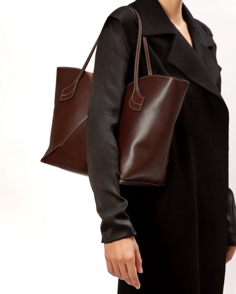 Sacs Fourre Tout Hereu Sepal Tulip Shape Zipped Femme Marron Foncé | Paris-49NRDHIKJ