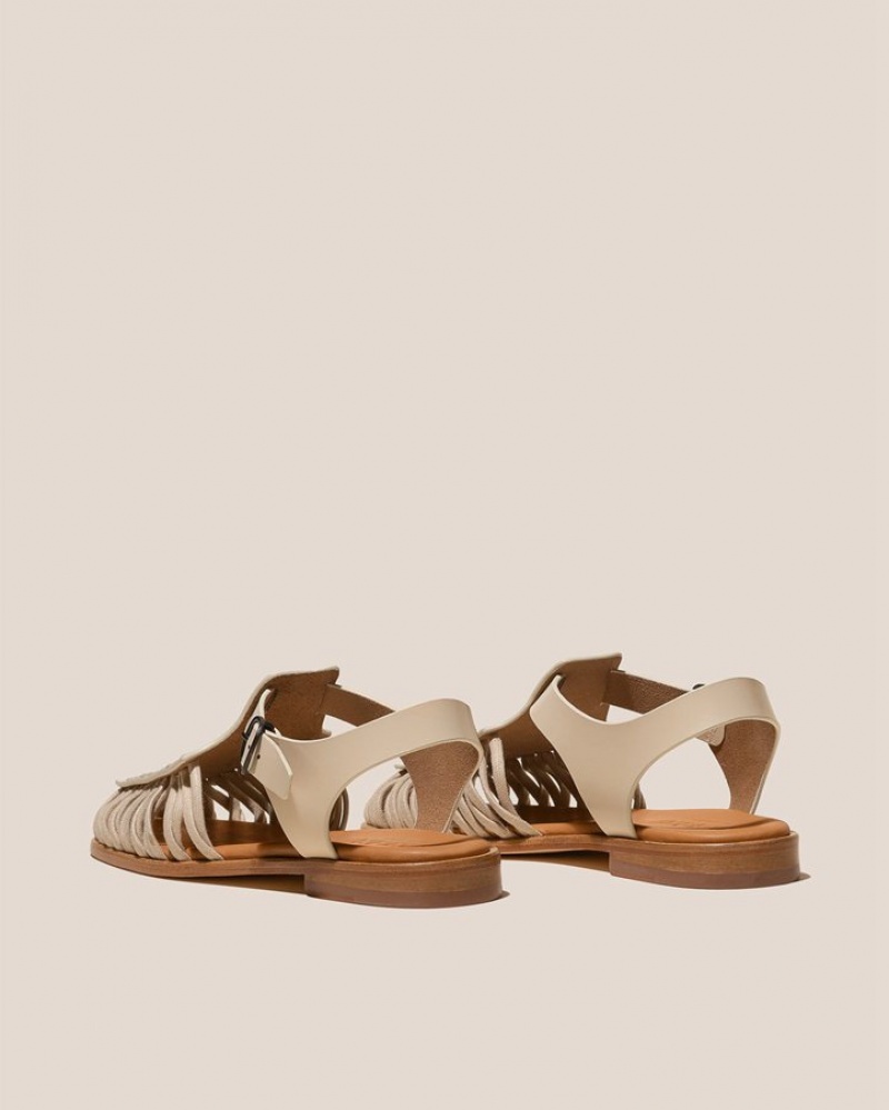 Sandale Hereu Alaro Square-toe T-bar Femme Beige | Paris-81VNJKZHD