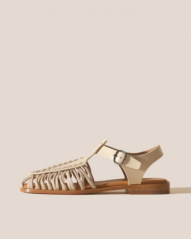 Sandale Hereu Alaro Square-toe T-bar Femme Beige | Paris-81VNJKZHD